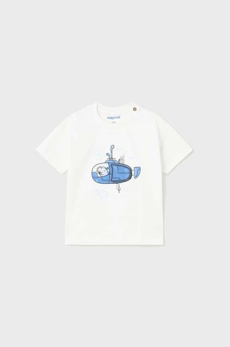 Бавовняна футболка для немовлят Mayoral колір білий з принтом (2936618)