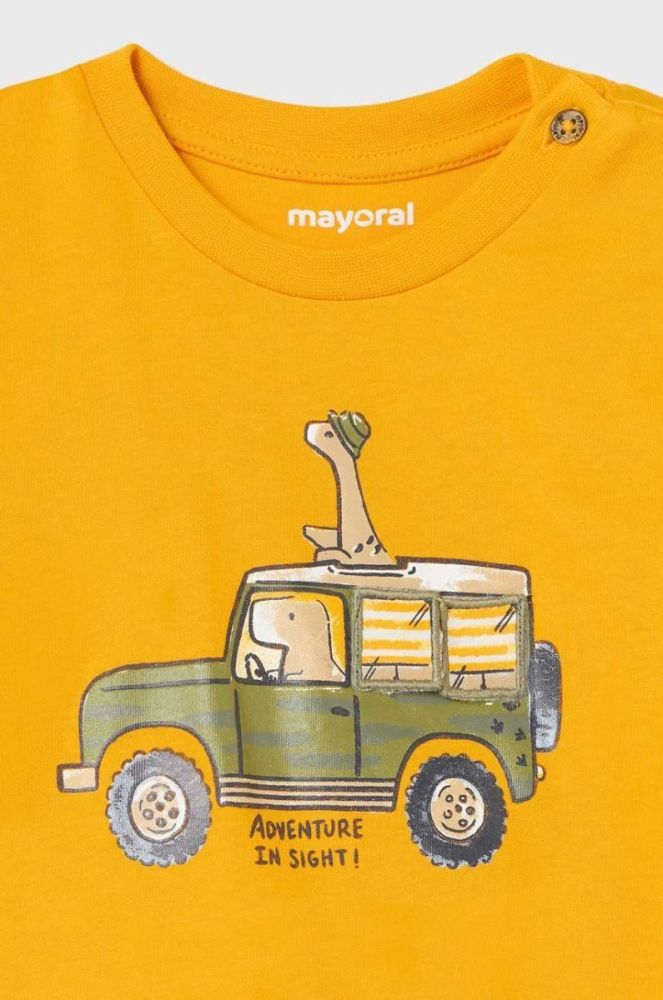 Бавовняна футболка для немовлят Mayoral колір жовтий з принтом (2936600) фото 4