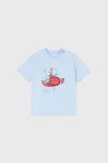 Бавовняна футболка для немовлят Mayoral з принтом колір блакитний (2936606)