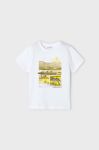 Дитяча бавовняна футболка Mayoral колір білий з принтом (2936779)