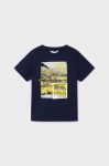 Дитяча бавовняна футболка Mayoral колір синій з принтом (2936787)