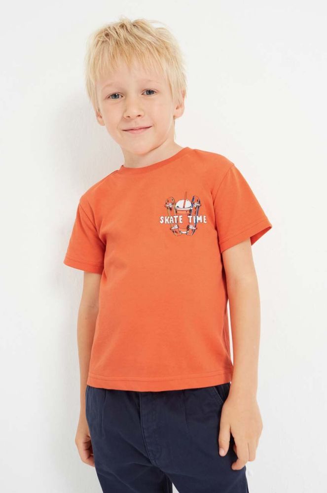 Дитяча бавовняна футболка Mayoral колір помаранчевий з принтом (2940340)