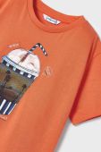 Дитяча бавовняна футболка Mayoral колір помаранчевий з принтом (2940412)