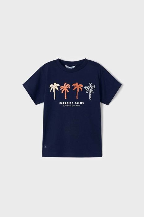 Дитяча бавовняна футболка Mayoral колір синій з принтом (2940421)