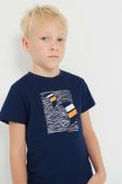 Дитяча бавовняна футболка Mayoral з принтом колір блакитний (2940581)