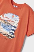 Дитяча бавовняна футболка Mayoral колір помаранчевий з принтом (2932472)