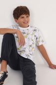 Дитяча бавовняна футболка Mayoral колір білий візерунок