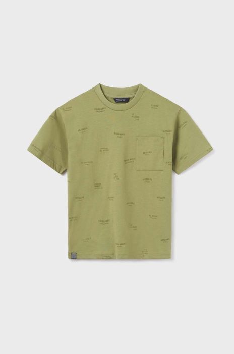 Дитяча бавовняна футболка Mayoral колір зелений візерунок (2940762)