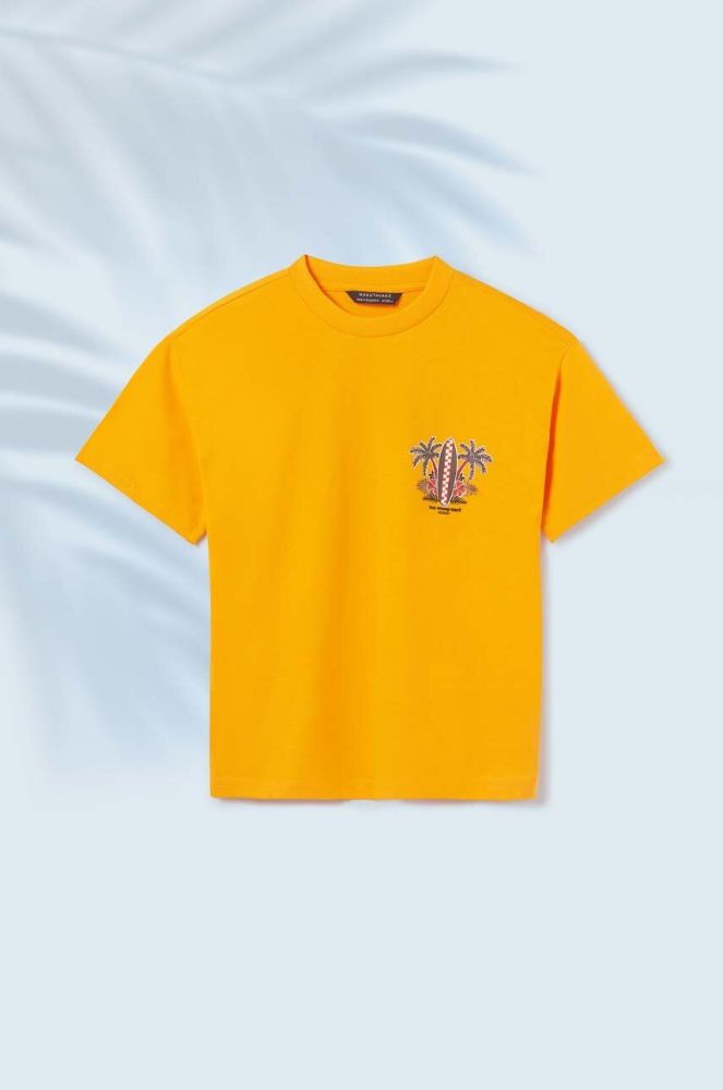 Дитяча бавовняна футболка Mayoral колір помаранчевий з принтом (2966889)