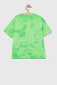 Дитяча бавовняна футболка Sisley колір зелений візерунок