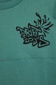Дитяча бавовняна футболка Sisley колір зелений з принтом