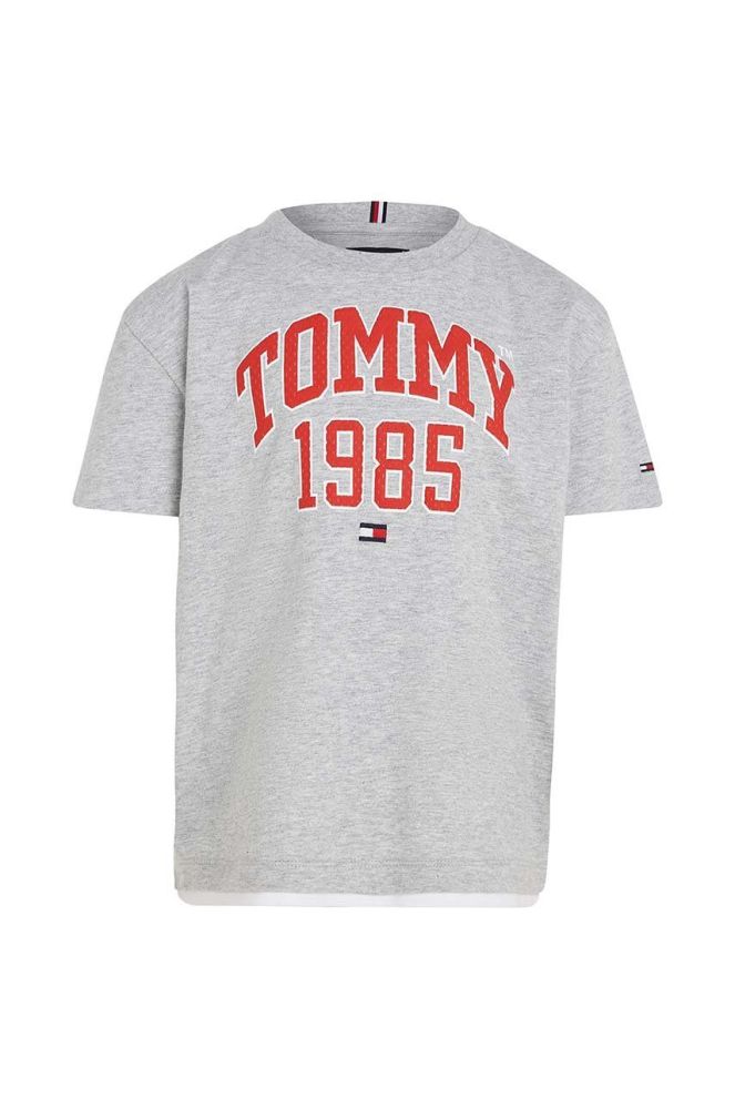 Дитяча бавовняна футболка Tommy Hilfiger колір сірий з принтом (3004760)
