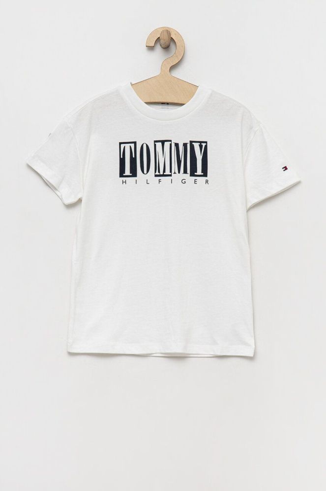 Дитяча бавовняна футболка Tommy Hilfiger колір білий з принтом (3228878)