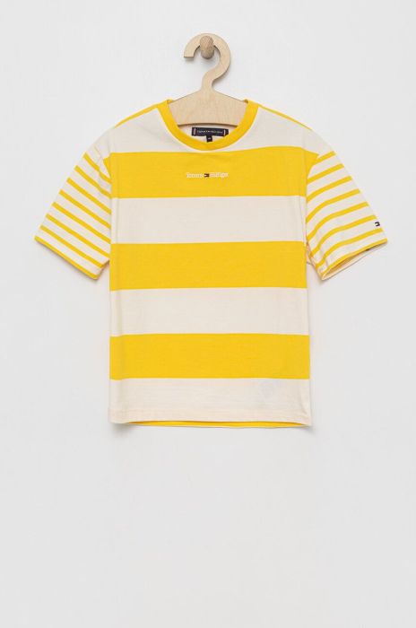 Дитяча футболка Tommy Hilfiger колір жовтий візерунок