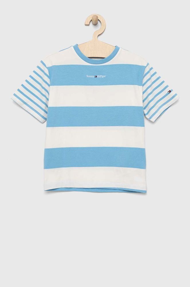 Дитяча футболка Tommy Hilfiger візерунок колір блакитний