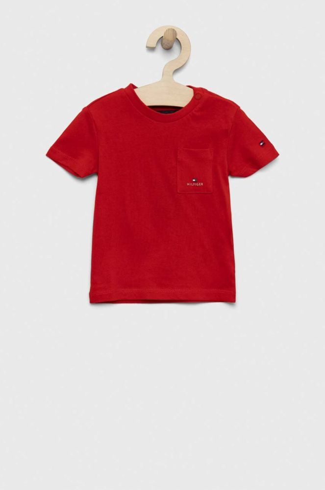 Дитяча бавовняна футболка Tommy Hilfiger колір червоний однотонний (3036907)