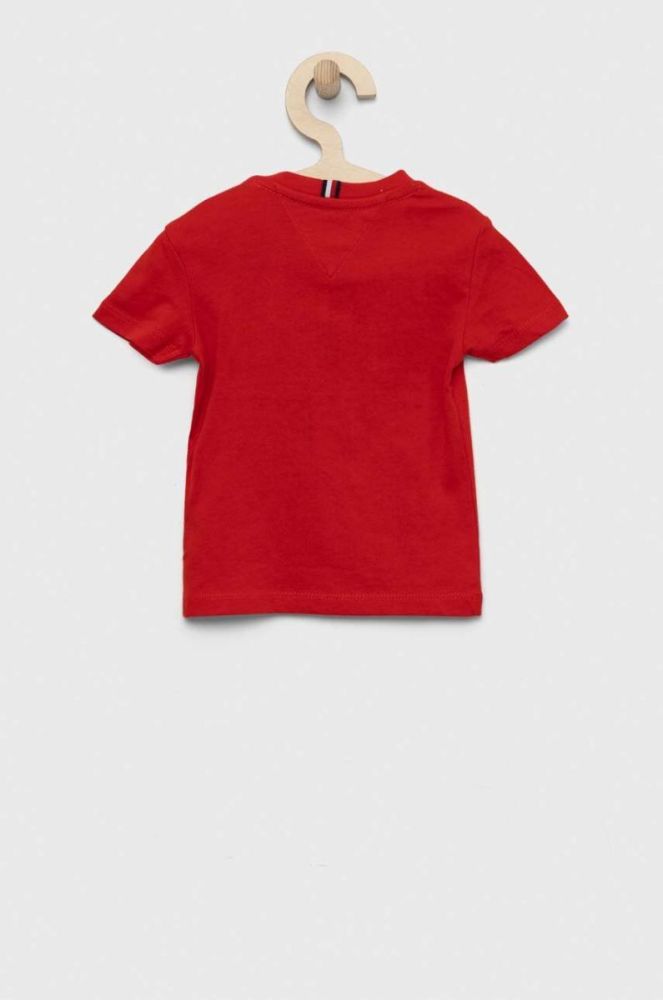 Дитяча бавовняна футболка Tommy Hilfiger колір червоний однотонний (3036907) фото 2