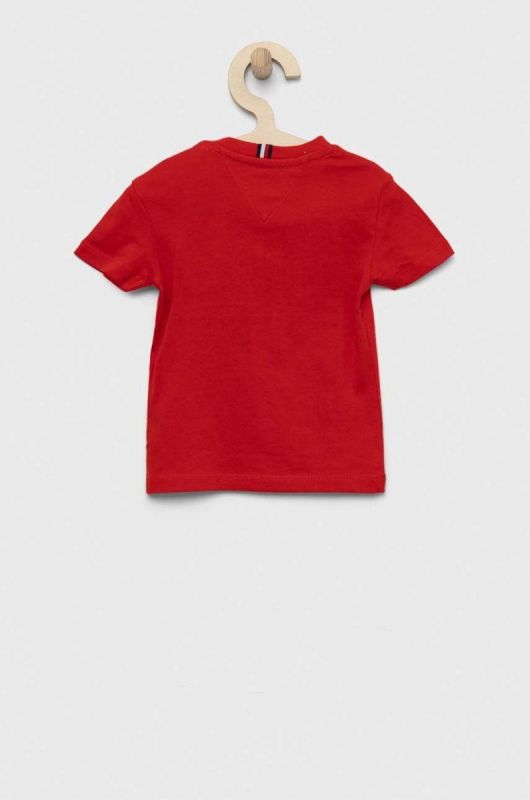 Дитяча бавовняна футболка Tommy Hilfiger колір червоний однотонний (3036907) фото 2