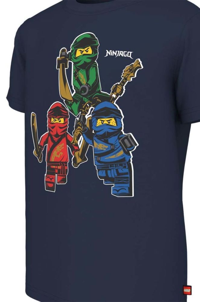 Дитяча бавовняна футболка Lego x Ninjago колір синій з принтом фото 3