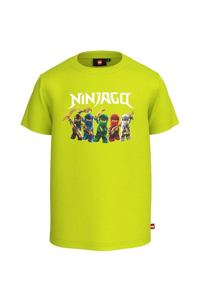 Дитяча бавовняна футболка Lego x Ninjago колір зелений