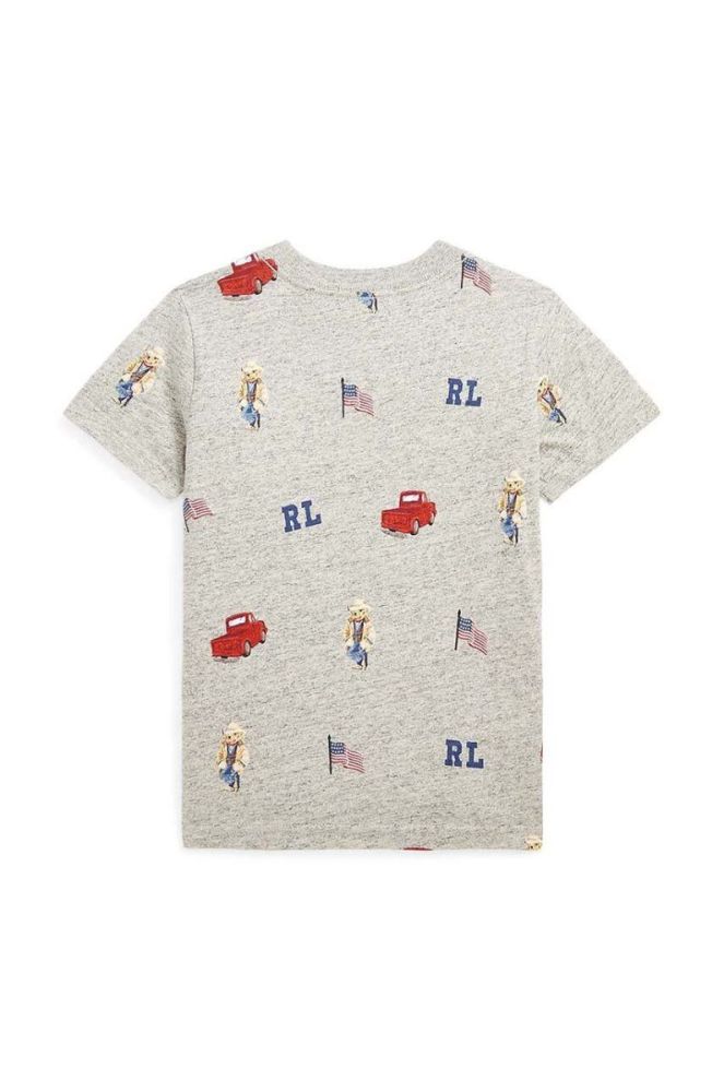 Дитяча бавовняна футболка Polo Ralph Lauren колір сірий візерунок фото 2