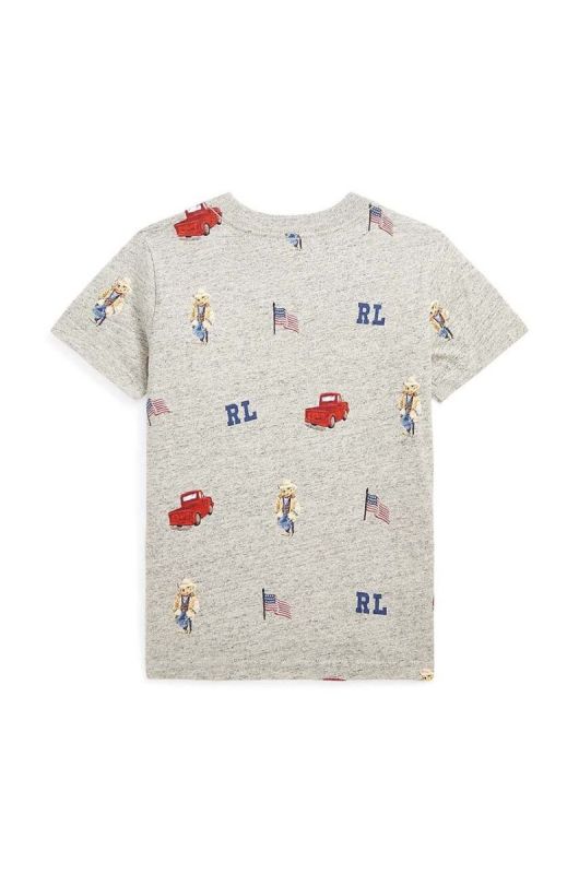 Дитяча бавовняна футболка Polo Ralph Lauren колір сірий візерунок фото 2