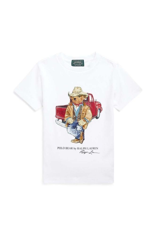 Дитяча бавовняна футболка Polo Ralph Lauren колір бежевий з принтом (3046627) фото 2