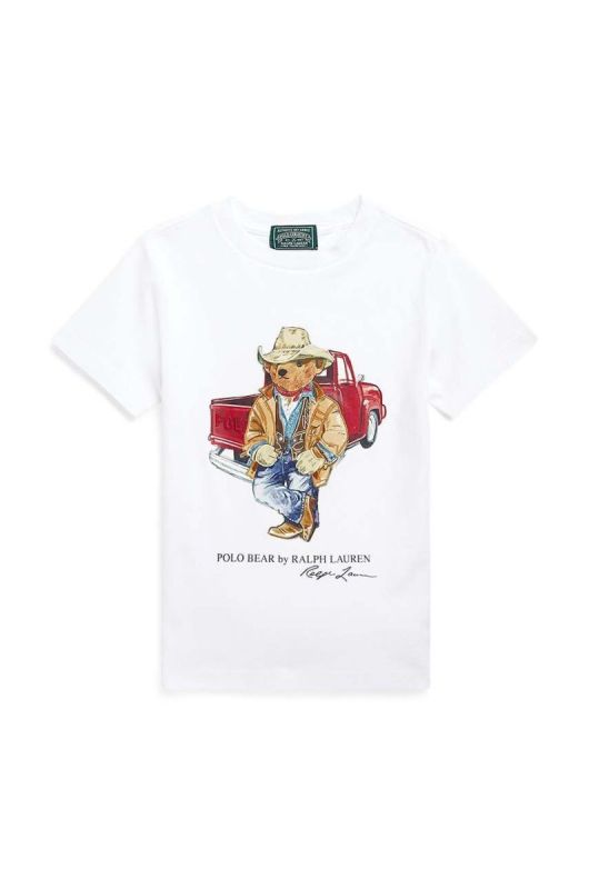 Дитяча бавовняна футболка Polo Ralph Lauren колір бежевий з принтом (3046627) фото 2