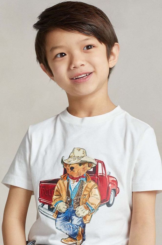 Дитяча бавовняна футболка Polo Ralph Lauren колір бежевий з принтом (3046627) фото 4