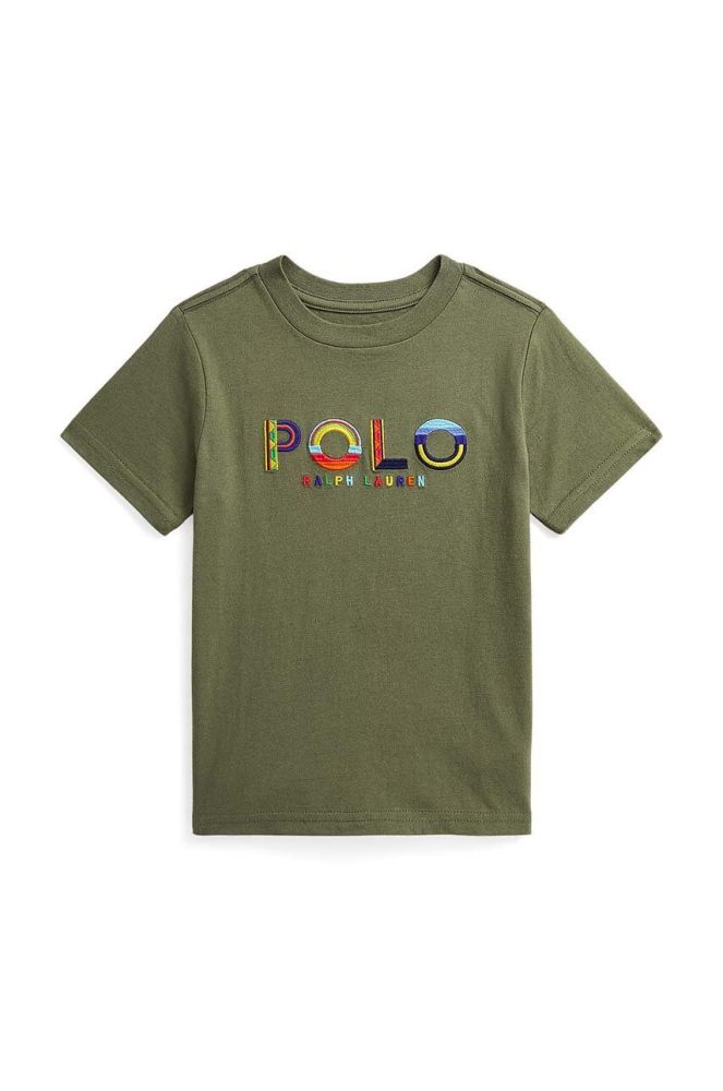 Дитяча бавовняна футболка Polo Ralph Lauren колір зелений з аплікацією (3071962)