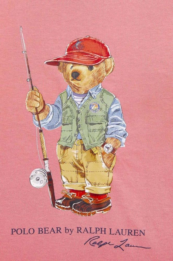 Дитяча бавовняна футболка Polo Ralph Lauren колір рожевий з принтом фото 3
