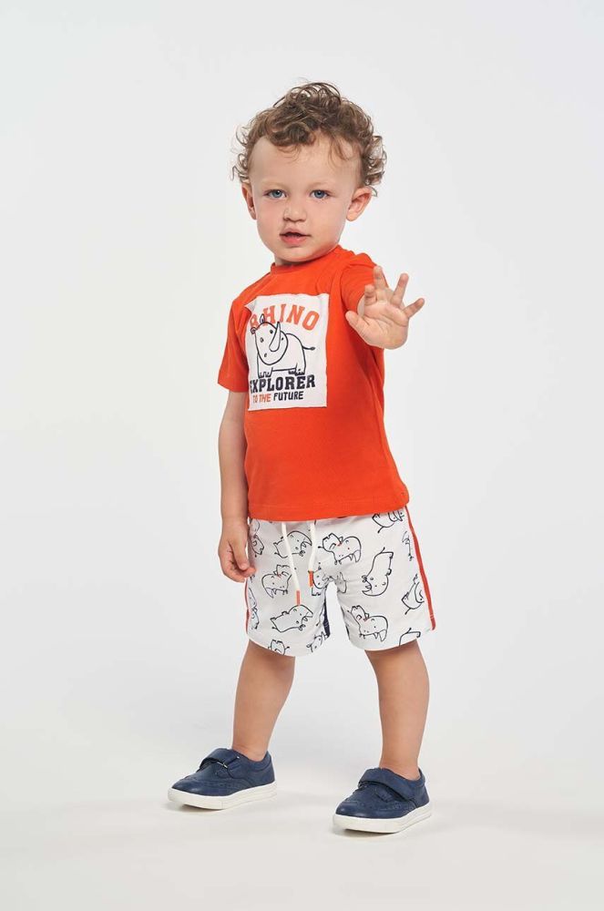 Бавовняна футболка для немовлят Birba&Trybeyond колір помаранчевий з аплікацією