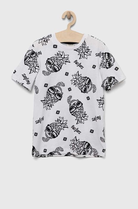 Дитяча бавовняна футболка Birba&Trybeyond колір білий візерунок (3221170)