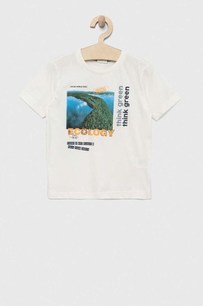 Дитяча бавовняна футболка Birba&Trybeyond колір білий з принтом (3096000)