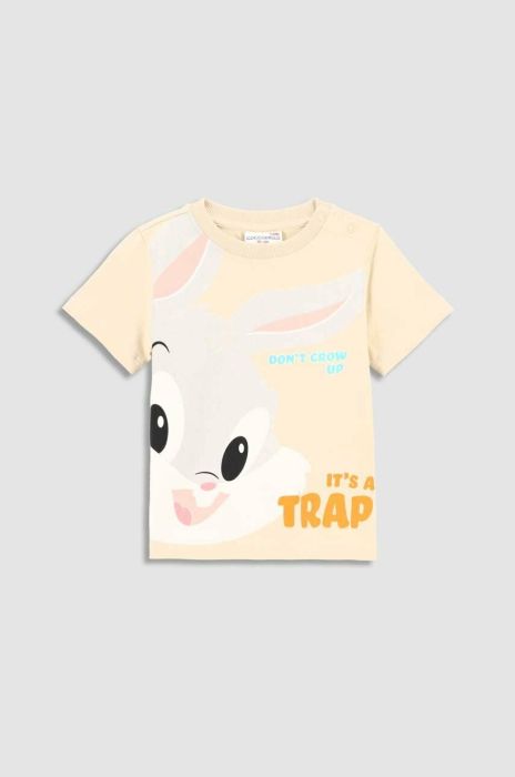 Футболка для немовлят Coccodrillo колір бежевий з принтом