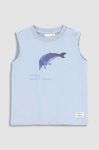 Бавовняний дитячий топ Coccodrillo з принтом колір блакитний