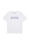 Дитяча бавовняна футболка BOSS колір білий з принтом (3072021)