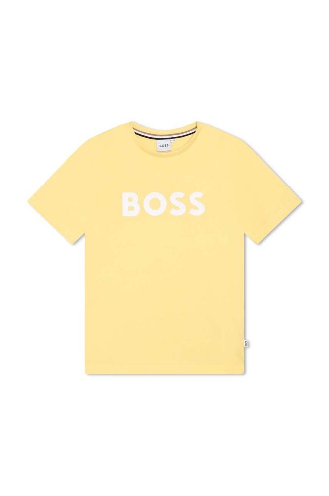 Дитяча бавовняна футболка BOSS колір жовтий з принтом (3072031)