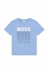 Дитяча бавовняна футболка BOSS з принтом колір блакитний (3058974)