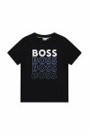Дитяча бавовняна футболка BOSS колір синій з принтом