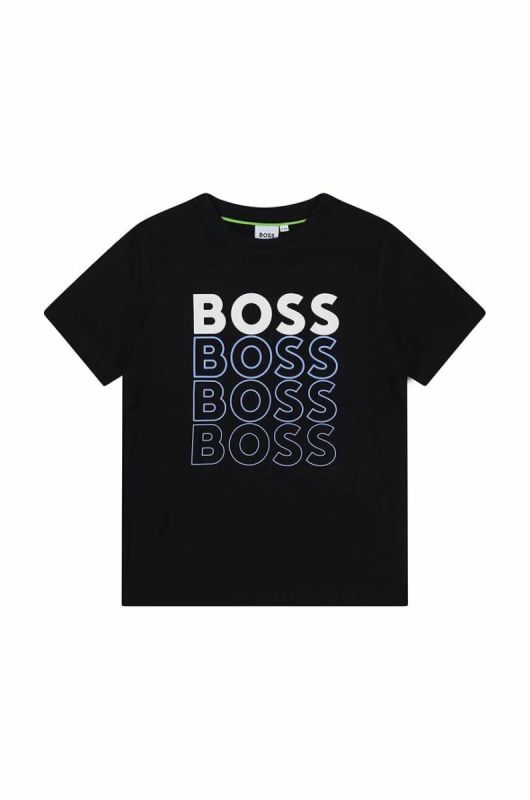 Дитяча бавовняна футболка BOSS колір синій з принтом