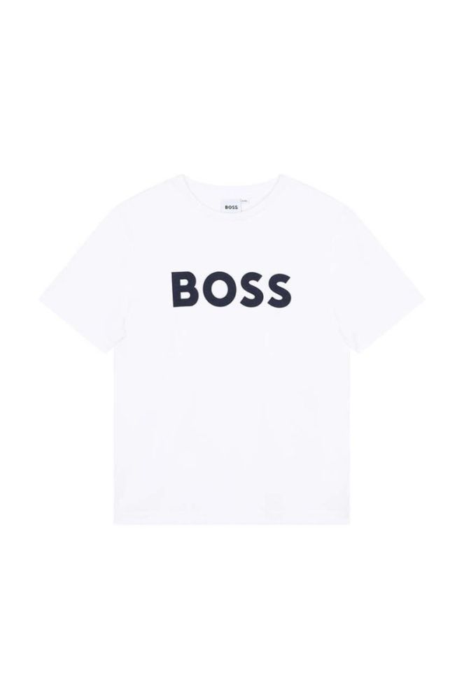 Дитяча бавовняна футболка BOSS колір білий з принтом (3072119) фото 3