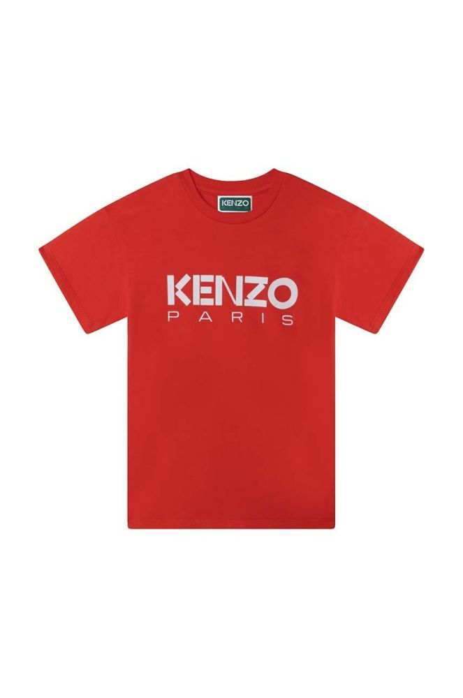 Дитяча бавовняна футболка Kenzo Kids колір червоний з принтом (3072121)