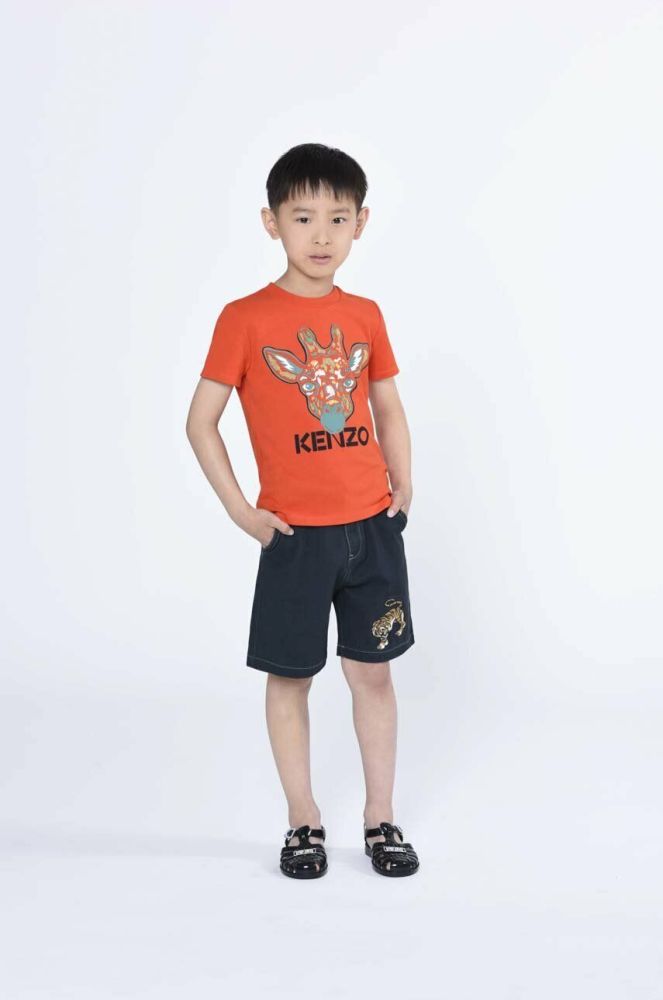 Дитяча бавовняна футболка Kenzo Kids колір червоний з принтом (3053989)