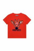 Дитяча бавовняна футболка Kenzo Kids колір червоний з принтом (3053992)