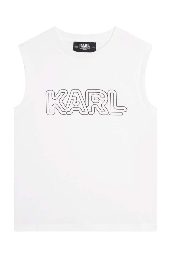 Дитячий бавовняний топ Karl Lagerfeld колір білий з принтом