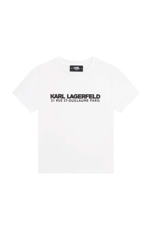 Дитяча бавовняна футболка Karl Lagerfeld колір білий з принтом (3072187)