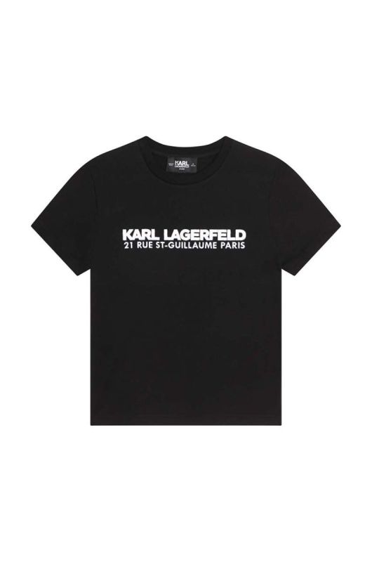 Дитяча бавовняна футболка Karl Lagerfeld колір чорний з принтом (3072185) фото 2