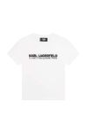 Дитяча бавовняна футболка Karl Lagerfeld колір білий з принтом (3072193)