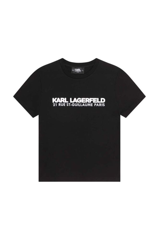 Дитяча бавовняна футболка Karl Lagerfeld колір чорний з принтом (3072195) фото 2